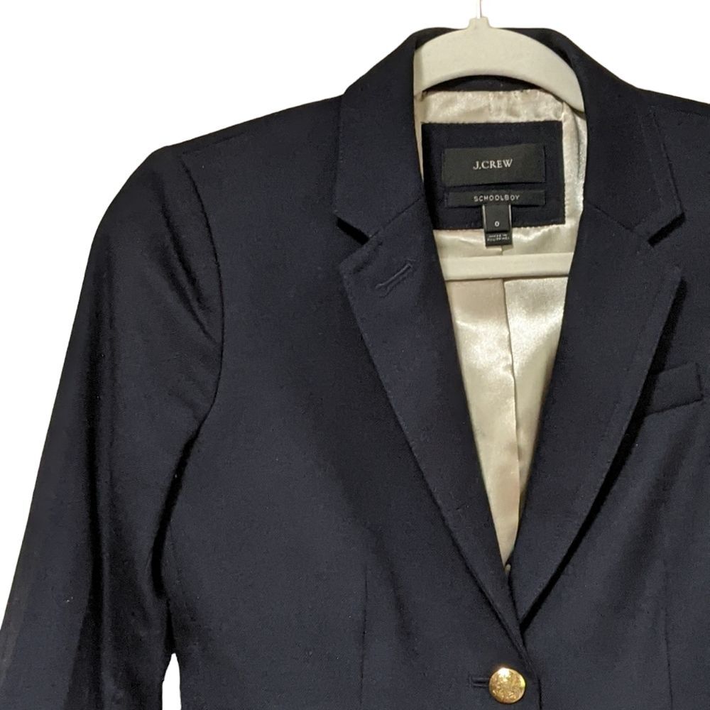 J. CREW Original classic schoolboy navy gold button wool blend 28233 blazer 0 - Picture 4 of 12